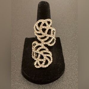 ✨ Adjustable Double Butterfly Statement Ring – Rhinestone Crystal Pavé ✨